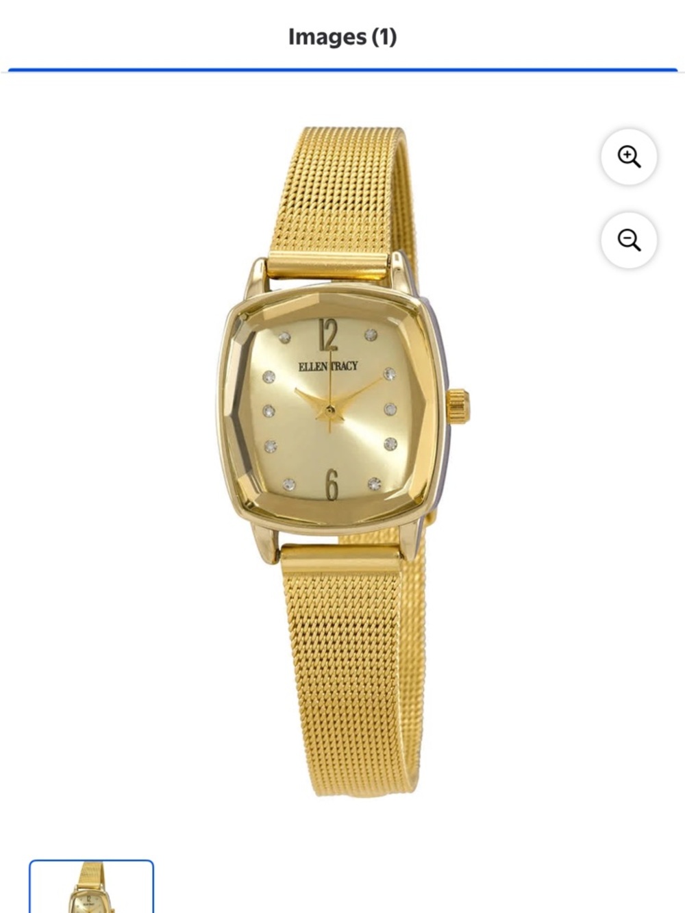Ellen Tracy Gold-Tone Mesh Bracelet Watch with Crystal Accents